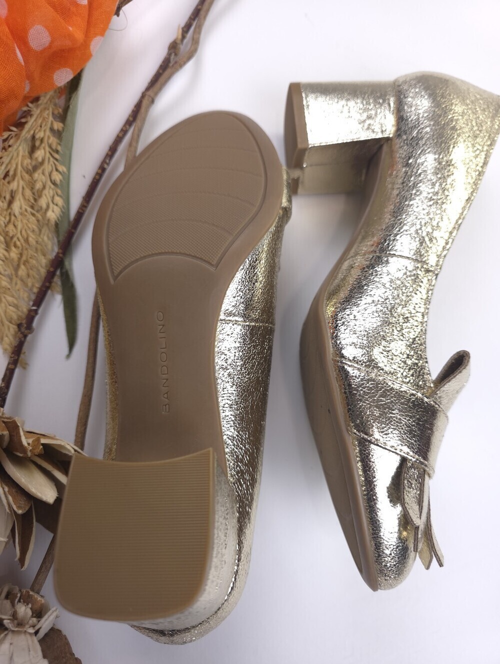 Bandolino Gold Metallic Fringe Block Heel Pumps Sz 7.5 - Picture 6 of 8